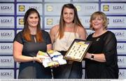 1 June 2016; Annie Walsh, Cork, centre, receives her Division 1 Lidl Ladies Team of the League Award from Aoife Clarke, head of communications, Lidl Ireland, left, and Marie Hickey, President of Ladies Gaelic Football, right, at the Lidl Ladies Teams of the League Award Night. The Lidl Teams of the League were presented at Croke Park with 60 players recognised for their performances throughout the 2016 Lidl National Football League Campaign. The 4 teams were selected by opposition managers who selected the best players in their position with the players receiving the most votes being selected in their position. Croke Park, Dublin. Photo by Cody Glenn/Sportsfile