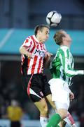 17 April 2009; Mark McChrystal, Derry City, in action against Paul Byrne, Bray Wanderers. League of Ireland Premier Division, Bray Wanderers v Derry City, Carlisle Gounds, Bray, Co. Wicklow. Picture credit: Matt Browne / SPORTSFILE