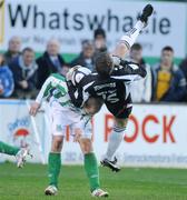 17 April 2009; Derry City goalkeeper Pat Jennings takes the ball under pressure from Paul Byrne, Bray Wanderers. League of Ireland Premier Division, Bray Wanderers v Derry City, Carlisle Gounds, Bray, Co. Wicklow. Picture credit: Matt Browne / SPORTSFILE