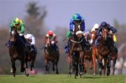 19 April 2009; Gold Bubbles, with Kevin Manning up, centre, on the way to winning the Irish Stallion Farms European Breeders Fund Maiden from eventual second Air Chief Marshal, with Johnny Murtagh up, right, and third place Mister Tee, with Keegan Latham up. Leopardstown Racecourse, Dublin. Photo by Sportsfile