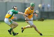 19 April 2009; Joey Scullion, Antrim, in action against Michael Verney, Offaly. Allianz GAA Allianz GAA National Hurling League, Division 2, Round 7, Offaly v Antrim, O'Connor Park, Tullamore, Co. Offaly. Picture credit: Pat Murphy / SPORTSFILE