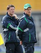 19 April 2009; Limerick manager Justin McCarthy with selector Brian Ryan, left. Allianz GAA NHL Division 1 Round 7, Tipperary v Limerick, Semple Stadium, Thurles, Co. Tipperary. Picture credit: Brendan Moran / SPORTSFILE