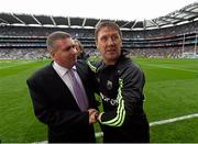 20 September 2015; Kerry manager Jack O'Connor is congratulated by Kerry County Board Chairman Patrick O'Sullivan following their victory. Electric Ireland GAA Football All-Ireland Minor Championship Final, Kerry v Tipperary, Croke Park, Dublin. Picture credit: Stephen McCarthy / SPORTSFILE