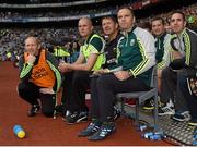 20 September 2015; Kerry management and backroom staff watch on during the closing stages, from left, trainer Alan O'Sullivan, physiotherapist Kieran O’Shea, manager Jack O'Connor, Eamon Whelan, Micheál O'Shea and Declan O'Sullivan, selectors. Electric Ireland GAA Football All-Ireland Minor Championship Final, Kerry v Tipperary, Croke Park, Dublin. Picture credit: Stephen McCarthy / SPORTSFILE