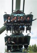 24 September 2015; Ireland players, from bottom left, Conor Murray, Jamie Heaslip, Tadhg Furlong, Mike Ross, and Keith Earls as they enjoy the Skyride at Alton Towers during a down day ahead of their Pool D match against Romania. St George's Park, Burton-upon-Trent, England. Picture credit: Brendan Moran / SPORTSFILE