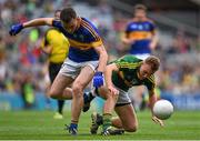 20 September 2015; Bryan Sweeney, Kerry, in action against Tadhg Fitzgerald, Tipperary. Electric Ireland GAA Football All-Ireland Minor Championship Final, Kerry v Tipperary, Croke Park, Dublin. Picture credit: Ramsey Cardy / SPORTSFILE