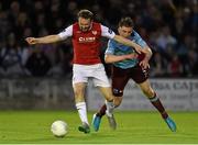 19 September 2015; Conan Byrne, St Patrick's Athletic, in action against Kilian Cantwell, Galway United. EA Sports Cup Final, Galway United v St Patrick’s Athletic. Eamonn Deacy Park, Galway. Picture credit: Matt Browne / SPORTSFILE