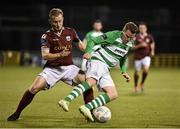 25 September 2015; Danny North, Shamrock Rovers, in action against David O'Leary, Galway United. SSE Airtricity League Premier Division, Shamrock Rovers v Galway United, Tallaght Stadium, Tallaght, Co. Dublin. Picture credit: David Maher / SPORTSFILE