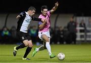 25 September 2015; Eric Molloy, Wexford Youths, in action against Sam O’Connor, Athlone Town. League of Ireland, First Division, Wexford Youths v Athlone Town, Ferrycarrig Park, Wexford. Picture credit: Matt Browne / SPORTSFILE