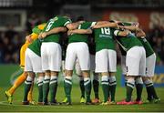 25 September 2015; The Cork City team in a huddle before the game. SSE Airtricity League Premier Division, Cork City v Derry City, Turners Cross, Cork. Picture credit: Eoin Noonan / SPORTSFILE