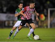 25 September 2015; Rob Cornwall, Derry City, in action against Billy Dennehy, Cork City. SSE Airtricity League Premier Division, Cork City v Derry City, Turners Cross, Cork. Picture credit: Eoin Noonan / SPORTSFILE