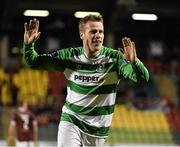 25 September 2015; Danny North, Shamrock Rovers, celebrates after scoring his side's second goal. SSE Airtricity League Premier Division, Shamrock Rovers v Galway United, Tallaght Stadium, Tallaght, Co. Dublin. Picture credit: David Maher / SPORTSFILE
