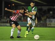 25 September 2015; Ross Gaynor, Cork City, in action against Ben McLaughlin, Derry City. SSE Airtricity League Premier Division, Cork City v Derry City, Turners Cross, Cork. Picture credit: Eoin Noonan / SPORTSFILE