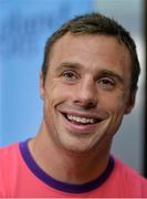 26 September 2015; Ireland's Tommy Bowe speaks to journalists during the pre-match press conference. Ireland Rugby Press Conference, 2015 Rugby World Cup, Wembley Stadium, Wembley, London, England. Picture credit: Brendan Moran / SPORTSFILE