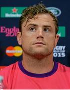 26 September 2015; Ireland's Jamie Heaslip during the pre-match press conference. Ireland Rugby Press Conference, 2015 Rugby World Cup, Wembley Stadium, Wembley, London, England. Picture credit: Brendan Moran / SPORTSFILE
