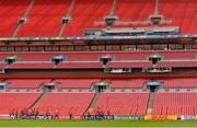 26 September 2015; Romania team warm-up during the captain's run. Romania Rugby Squad Captain's Run, 2015 Rugby World Cup, Wembley Stadium, Wembley, London, England. Picture credit: Brendan Moran / SPORTSFILE