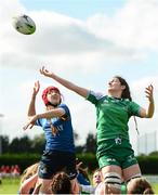 26 September 2015; Rachel Griffey, Leinster, contests possession in the line-out against Rachel Browne, Connacht. U18 Girls Development Interprovincial, Leinster U18 Girls v Connacht. Westmanstown RFC, Westmanstown, Clonsilla, Co. Dublin. Picture credit: Piaras Ó Mídheach / SPORTSFILE