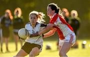 26 September 2015; Ciara McAnespie, Emyvale, Co. Monaghan, in action against Nicola Ward, Kilkerrin Clonberne, Co. Galway, in the Senior All-Ireland Ladies Football Club Sevens Championship Final. Naomh Mearnog, Portmarnock, Co. Dublin. Photo by Sportsfile