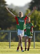 26 September 2015; Aine Tighe, Kiltubrid, Co. Leitrim, celebrates at the end of the game after beating Foxrock Cabinteely, Co. Dublin, in the Senior All-Ireland Ladies Football Club Sevens Shield Final. Naomh Mearnog, Portmarnock, Co. Dublin. Photo by Sportsfile