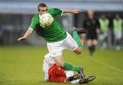 23 April 2009; Tom O'Halloran, Republic of Ireland, is tackled by Ryszard Bres, Poland. Under 17 international friendly, Republic of Ireland v Poland, Tallaght Stadium, Dublin. Picture credit: Brendan Moran / SPORTSFILE