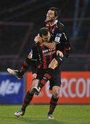 24 April 2009; Jason Byrne, Bohemians, celebrates after scoring his side's second goal with team-mate Killian  Brennan, right. League of Ireland Premier Division, Bohemians v Bray Wanderers, Dalymount Park Dublin. Picture credit: David Maher / SPORTSFILE