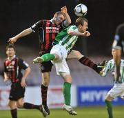 24 April 2009; Owen Heary, Bohemians, in action against John Flood, Bray Wanderers. League of Ireland Premier Division, Bohemians v Bray Wanderers, Dalymount Park Dublin. Picture credit: David Maher / SPORTSFILE
