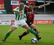 24 April 2009; John Flood, Bray Wanderers, in action against Gary Deegan, Bohemians. League of Ireland Premier Division, Bohemians v Bray Wanderers, Dalymount Park Dublin. Picture credit: Barry Cregg / SPORTSFILE
