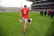 26 April 2009; Cork captain Graham Canty leaves the pitch with the Diviion 2 trophy after the game. Allianz GAA National Football League, Division 2 Final, Cork v Monaghan, Croke Park, Dublin. Picture credit: Brendan Moran / SPORTSFILE