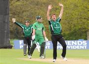 26 April 2009; Reinhardt Strydom, Ireland, centre, leaves his crease after being bowled leg before wicket (LBW). Friends Provident Trophy, Ireland v Worcestershire, Stormont, Belfast, Co. Antrim. Picture credit: Oliver McVeigh / SPORTSFILE