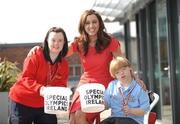 23 April 2009; The Special Olympics Ireland, All Ireland Collection Day, is taking place on Friday 24th April 2009. Pictured at the business coffee morning in aid of Special Olympics Ireland is TV3 presenter Sinead Desmond with Special Olympics Ireland athletes Laura Jane Dunne and Joey Van Buren. Marconi House, Dublin. Picture credit: David Maher / SPORTSFILE