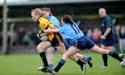 22 April 2009; Dearbhla Fox, Holy Rosary, Mount Bellew, in action against Niamh O'Sullivan and Doireann O'Sullivan, 11, St Mary’s, Mallow. Pat the Baker Junior B All-Ireland Final, Holy Rosary, Mount Bellew, Galway v St Mary’s, Mallow, Cork, Cappamore, Co. Limerick. Picture credit: Matt Browne / SPORTSFILE