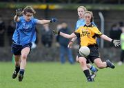 22 April 2009; Tessa Mullins, Holy Rosary, Mount Bellew, in action against Brid O'Sullivan, St Mary’s, Mallow. Pat the Baker Junior B All-Ireland Final, Holy Rosary, Mount Bellew, Galway v St Mary’s, Mallow, Cork, Cappamore, Co. Limerick. Picture credit: Matt Browne / SPORTSFILE