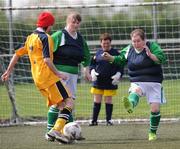 25 April 2009; Veronica Donnelly, from Newry, Ulster team, right, in action against Fionnuala Treacy, Connacht team. Special Olympics Ireland hosted the Women's National Cup Competition and the Men's 11-A-Side National Cup Finals at the AUL Clonshaugh. Eastern Region were the overall Women's Cup Winners while Ulster won the Plate Competition. Bray Lakers SO Club contested the Men's 11-A-Side Cup Final with Donegal victorious for the 2nd year running, while Limerick Celtic SO Club won the Plate Final. AUL Clonshaugh, Dublin. Picture credit: Brian Lawless / SPORTSFILE