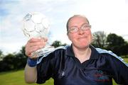 25 April 2009; Eastern Region captain Bridget O'Reilly, from Donaghmede, with the trophy after winning the Women's National Cup Final. Special Olympics Ireland hosted the Women's National Cup Competition and the Men's 11-A-Side National Cup Finals at the AUL Clonshaugh. Eastern Region were the overall Women's Cup Winners while Ulster won the Plate Competition. Bray Lakers SO Club contested the Men's 11-A-Side Cup Final with Donegal victorious for the 2nd year running, while Limerick Celtic SO Club won the Plate Final. AUL Clonshaugh, Dublin. Picture credit: Brian Lawless / SPORTSFILE