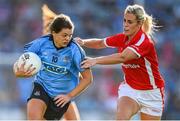 27 September 2015; Noelle Healy, Dublin, is tackled by Bríd Stack, Cork. TG4 Ladies Football All-Ireland Senior Championship Final, Croke Park, Dublin. Picture credit: Ramsey Cardy / SPORTSFILE