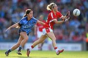 27 September 2015; Valerie Mulcahy, Cork, is tackled by Molly Lamb, Dublin. TG4 Ladies Football All-Ireland Senior Championship Final, Croke Park, Dublin. Picture credit: Ramsey Cardy / SPORTSFILE