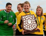 27 September 2015; Boyne Rovers captain Amy Henry and her team-mates celebrate with the shield after the game. FAI Umbro Women's Intermediate Shield Final, Boyne Rovers v Manulla FC, Mullingar Athletic FC, Gainstown, Mullingar, Co. Westmeath. Picture credit: Piaras Ó Mídheach / SPORTSFILE