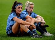 27 September 2015; Dejected Dublin players Niamh McEvoy, left, and Sorcha Furlong, watch the presentation from the pitch after the game. TG4 Ladies Football All-Ireland Senior Championship Final, Croke Park, Dublin. Picture credit: Dáire Brennan / SPORTSFILE