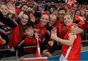 27 September 2015; Cork's Valerie Mulcahy with supporters following her side's victory. TG4 Ladies Football All-Ireland Senior Championship Final, Croke Park, Dublin. Picture credit: Ramsey Cardy / SPORTSFILE