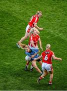 27 September 2015; Nicole Owens, Dublin, in action against Cork players, Briege Corkery, Bríd Stack, and Deirdre O'Reilly. TG4 Ladies Football All-Ireland Senior Championship Final, Croke Park, Dublin. Picture credit: Dáire Brennan / SPORTSFILE