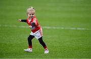27 September 2015; Three year old Layla Foley, niece of Cork wing-back Vera Foley celebrates on the pitch after the game. TG4 Ladies Football All-Ireland Senior Championship Final, Croke Park, Dublin. Picture credit: Dáire Brennan / SPORTSFILE