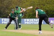 26 April 2009; Paul Stirling, Ireland, defends his wicket. Friends Provident Trophy, Ireland v Worcestershire, Stormont, Belfast, Co. Antrim. Picture credit: Oliver McVeigh / SPORTSFILE
