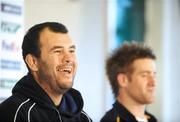 27 April 2009; Leinster head coach Michael Cheika and Luke Fitzgerald, right, during a team press conference ahead of their Heineken Cup semi-final against Munster on Saturday. Bective Rangers RFC, Donnybrook, Dublin. Picture credit: Stephen McCarthy / SPORTSFILE