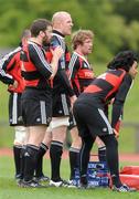 28 April 2009; Munster players, from left to right, Marcus Horan, Paul O'Connell, Jerry Flannery and Lifeimi Mafi during squad training ahead of their Heineken Cup semi-final against Leinster on Saturday. University of Limerick, Limerick. Picture credit: Diarmuid Greene / SPORTSFILE