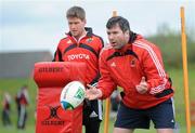 28 April 2009; Munster assistant coach Anthony Foley, right, watched by Ronan O'Gara, in action during squad training ahead of their Heineken Cup semi-final against Leinster on Saturday. University of Limerick, Limerick. Picture credit: Diarmuid Greene / SPORTSFILE