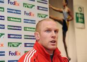 28 April 2009; Munster's Paul O'Connell speaking during a team press conference ahead of their Heineken Cup semi-final against Leinster on Saturday. University of Limerick, Limerick. Picture credit: Diarmuid Greene / SPORTSFILE