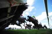 30 April 2009; The runners and riders make their way over the third hurdle during the Aon Insurance Hurdle. 2009 Punchestown Irish National Hunt Festival, Punchestown Racecourse, Co. Kildare. Picture credit: Matt Browne / SPORTSFILE
