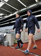 30 April 2009; Leinster's Shane Jennings, left, and Rocky Elsom make their way onto the pitch for the Leinster Rugby Squad Captain's Run ahead of their Heineken Cup Semi-Final against Munster on Saturday. Croke Park, Dublin. Picture credit: Diarmuid Greene / SPORTSFILE