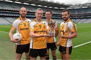 30 September 2015; From left, Joe Melia, Martin Scannell, John Mollen and Darren Kelly, from Middle East GAA, with the GAA World Games Cup. Croke Park, Dublin. Picture credit: Matt Browne / SPORTSFILE