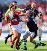 27 September 2015; Aimee McNally, Louth, in action against Helen Keenan, Scotland. TG4 Ladies Football All-Ireland Junior Championship Final, Louth v Scotland, Croke Park, Dublin. Picture credit: Ramsey Cardy / SPORTSFILE